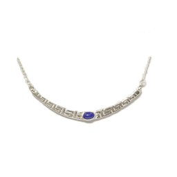 Greek key design - meander silver necklace with lapis lazuli 1